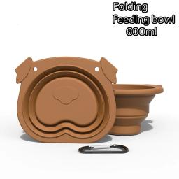 Tigela dobrável grande de silicone para animais de estimação, Alimentador dobrável para cães, Viagem ao ar livre, Recipiente de comida de cachorro portátil 600ml - Image 1