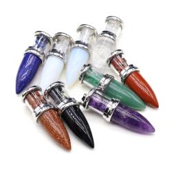 Pingente em Forma de Bala Reiki para Fazer Jóias, Pêndulo Cristal Natural, Garrafa Desejando, Encantos Lapis Lazuli, Colar DIY - Image 1