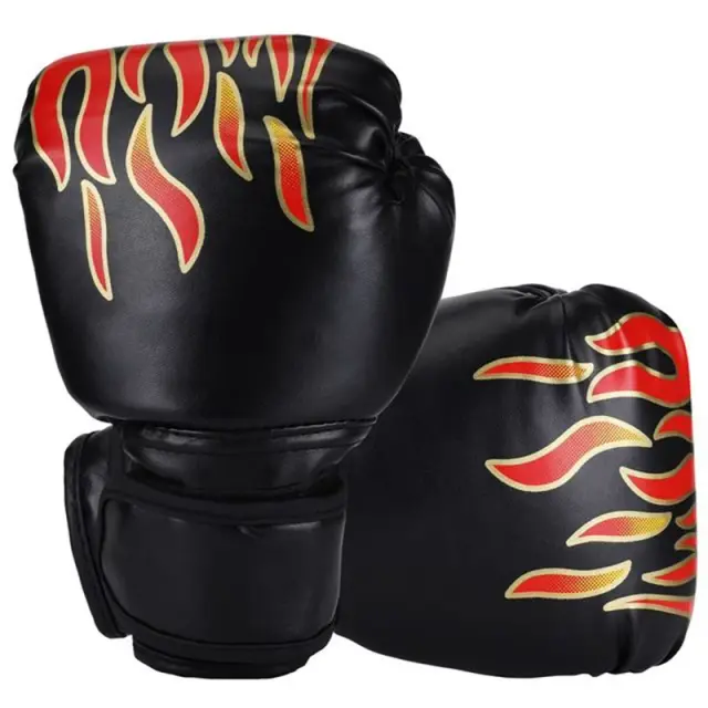 Luvas de Boxe Ajustáveis Confortáveis para Adultos - Protetor de Mão para Sparring e Luta, Modelo Preto, 1 Par