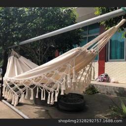 Cama pendurada artesanal com borla, balanço ao ar livre, pessoa dupla, lona espessada, anti rollover cama de balanço, dormitório - Image 6