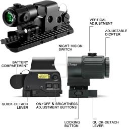 Tactical Airsoft G45 5X Lupa, 558 553 EXPS3 Red Dot Combo Âmbito Óptica, QD Mount Weaver, 20 milímetros Rail Mount com marcação completa - Image 2