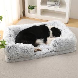 Cama grande cachorro, anel de pelúcia, cachorro, esteiras de dormir no chão, sofá, canil colchão, pet fornecimentos, inverno - Image 2