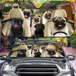 Pára-brisas engraçado para carros, Auto Sun Shade, Presente para ele, Acessórios para cães, Decoração Pug - Image 1