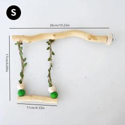 Wood Parrot Stand Pole, Double Layer Swing Toy para Bird, Tiger Skin Claw Grinding Beak, Acessórios para gaiola - Image 5