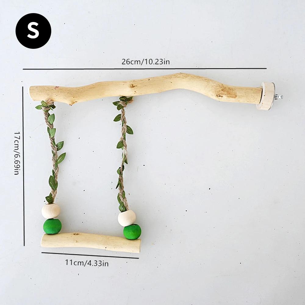 Wood Parrot Stand Pole, Double Layer Swing Toy para Bird, Tiger Skin Claw Grinding Beak, Acessórios para gaiola - Image 1