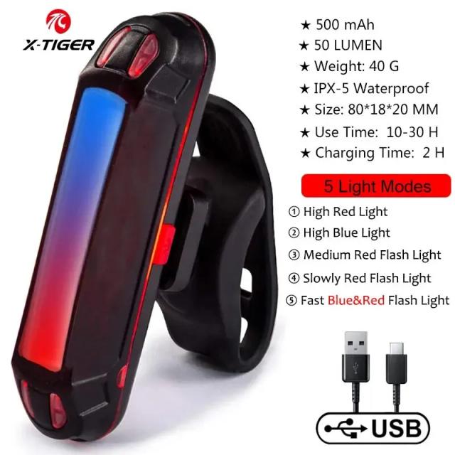 Luz Traseira Super Brilhante USB Recarregável para Bicicleta - Segurança e Visibilidade em Cada Pedalada