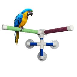 Barra de plataforma com ventosas para pet, Estação de suporte de moagem dupla pata, Poleiros interessantes para papagaios, chuveiro de banho - Image 1