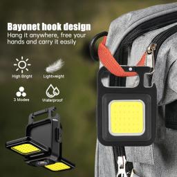 Mini lanterna dobrável com ímã, impermeável, recarregável, fonte de luz de 3 lados, luzes de trabalho, saca-rolhas com ímã - Image 2