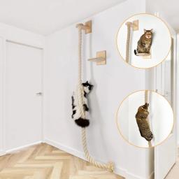 Wall Mounted Sisal Rope Cat Climber Tree, Coçar Post, Lounging, Santuário, Brinquedos interativos, Jungle Gym for Indoor Cats - Image 1
