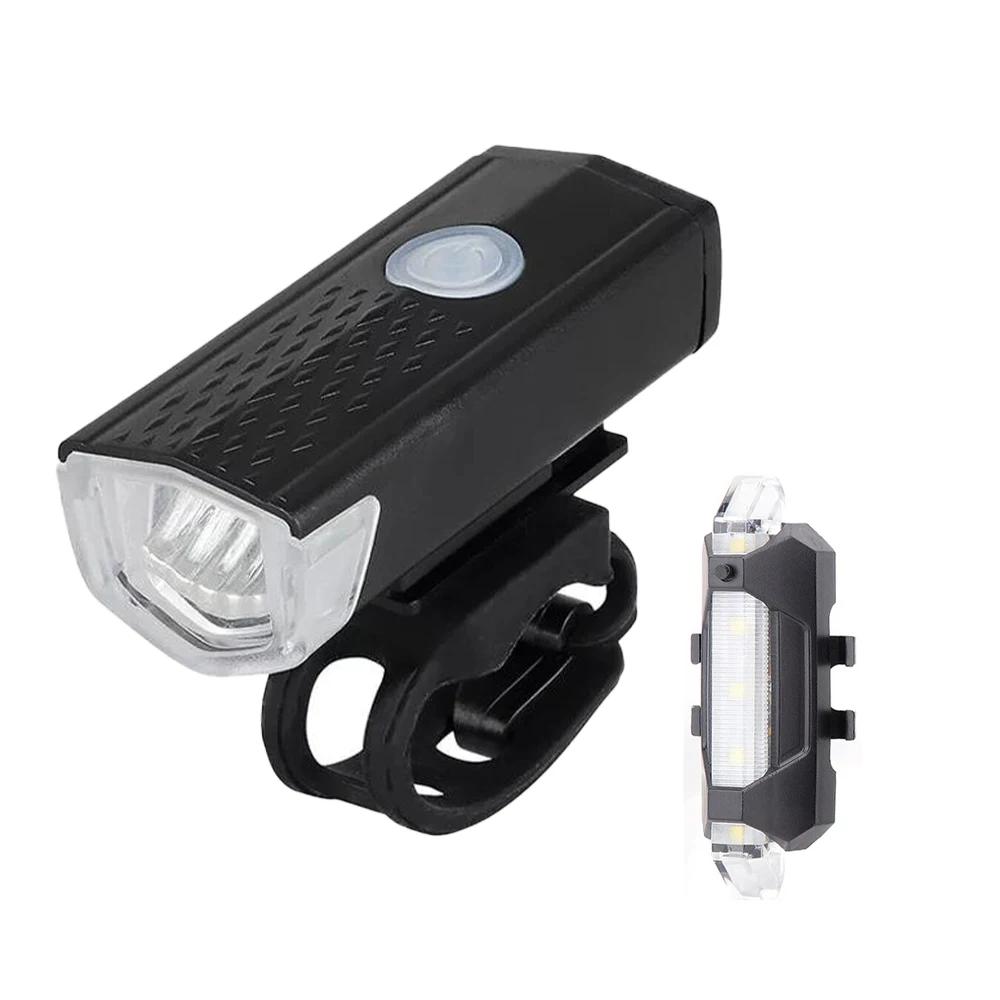 Conjunto de luzes de bicicleta mtb, recarregável por usb, à prova d'água, farol de bicicleta de montanha, aviso frontal, acessório de ciclismo - Image 1