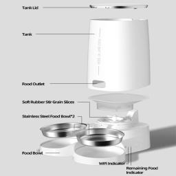 ROJECO-Alimentador Automático Pet, Dispensador Inteligente Kibble Food, Controle Remoto, Auto Wi-Fi, Alimentador Duplo para Cães e Gatos, Acessórios Pet - Image 6