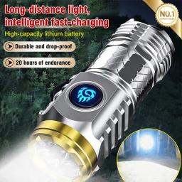 Lanterna LED de Longo Alcance, Luz Forte, Recarregável, Super Bright, Iluminação Portátil, 3 Olho Pequeno, Canhão de Aço, Casa, Mini - Image 5