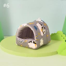Cama macia para animais estimação, estampa fofa, casa escondida, gaiola inverno, furões, cama dormir, pequeno animal, - Image 2