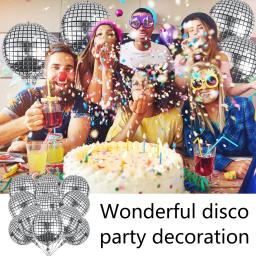 12/24 pçs balões de folha de discoteca reutilizáveis mylar balões de hélio grande 4d festa inflável prata espelho metálico balões de discoteca - Image 3