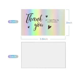 50 peças cartão de agradecimento para apoiar pacote de negócios decoração "espreguiçoso obrigado" cartão de visita cartão laser feito à mão - Image 5