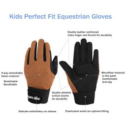 Crianças durável longo equitação luvas de cavalo equestre luva de corrida de cavalos ciclismo esporte bicicleta aperto 5-13 meninos meninas transporte da gota - Image 2