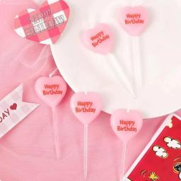Vela carta feliz para decoração do bolo, amor rosa, festa romântica, 5pcs - Image 5