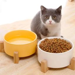 Pet Food e tigelas de água com suporte de madeira, sem derramamento, alimentador grande, prato para cães e gatos - Image 2