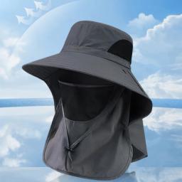 Chapéus de sol de verão proteção uv ao ar livre caça boné de pesca para homens mulheres caminhadas acampamento viseira balde chapéu pescoço aba chapéu de pescador - Image 6
