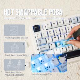 Epomaker x aura f75 75% 80 teclas junta de troca quente bluetooth 5.0/2.4g teclado mecânico sem fio/com fio pbt teclas para mac/win - Image 3