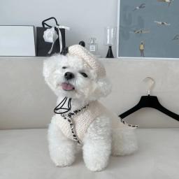 Ins novo preto e branco tecido sem mangas casaco cão casaco gato roupas para animais de estimação das senhoras roupas para cães de luxo designer roupas para cães - Image 5