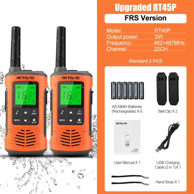 Retevis RT45P: Walkie Talkie Profissional à Prova D'Água com Longo Alcance para Hotéis e Atividades ao Ar Livre