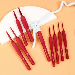 Alumínio mão tricô agulhas, Red Crochet gancho, Silicone Handle, Weave artesanato ganchos, crochê, 2mm, 2.5mm, 3mm, 3.5mm, 4mm, 4mm, 5mm, 5 milímetros, 6 milímetros, 1PC - Image 6
