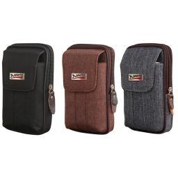 Bolsa de cinto de lona masculina, dupla camada, cintura de corrida, zíper, cinto de fitness - Image 1