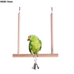 Gaiola de madeira para pássaros, suporte de brinquedo de papagaio natural com balanço de madeira para animais de estimação, 1 peça - Image 3