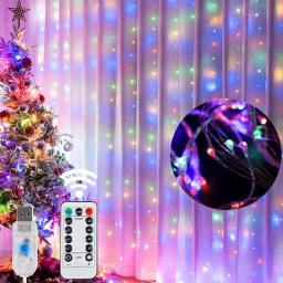 Cortina de luzes led com tema arco-íris, land de fadas, pingente de gelo, decorativas, para natal, festa, quarto, parede, decoração, casamento, 3 m x 2m - Image 4