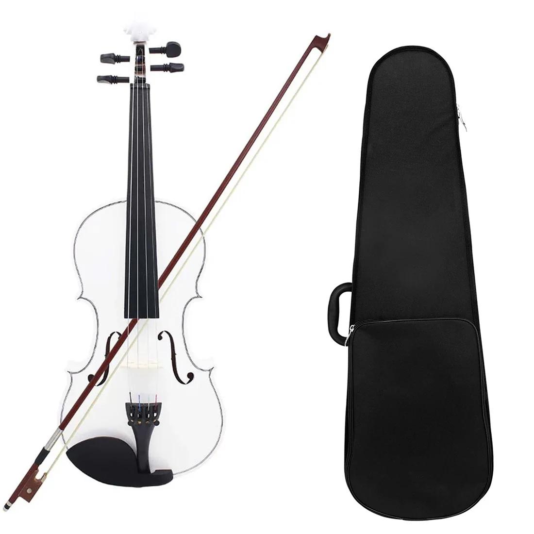 Instrumento de cordas acústicas, violino com estojo e acessórios de arco, adequado para iniciantes e profissionais, branco, 4 ou 4 - Image 1