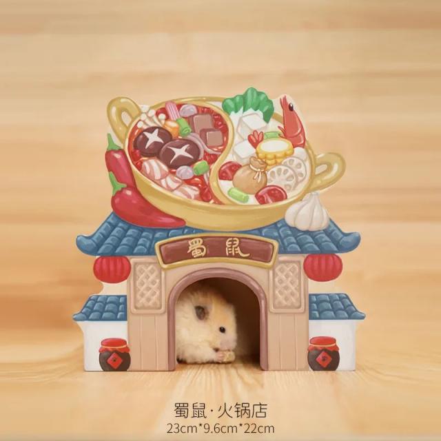 Casa de Madeira para Hamsters e Pequenos Animais de Estimação - Ninho Aconchegante com Acessórios para Ratos e Esquilos