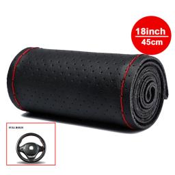 Trança de couro de 45cm para volante, 18 polegadas, costura à mão, capa de volante, couro de vaca genuíno com linha de agulhas - Image 1
