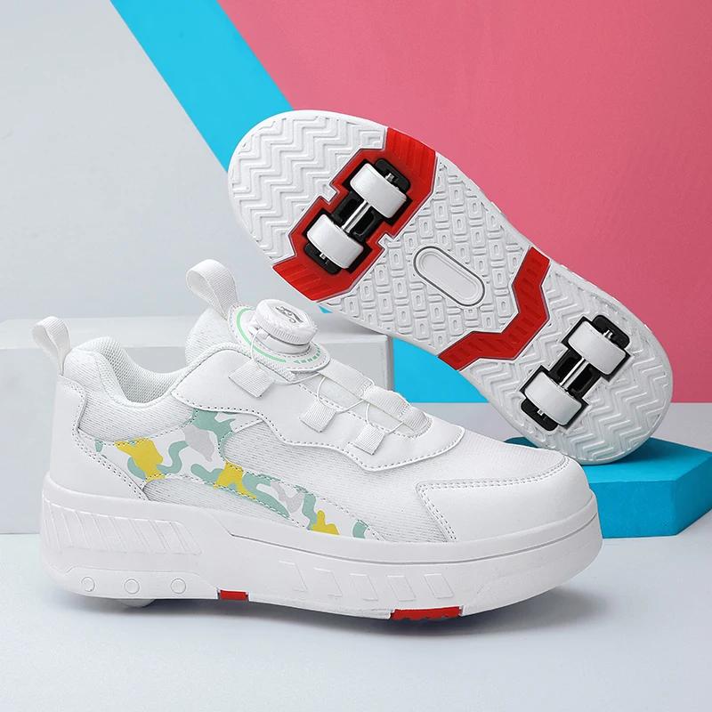 Sapatilha de rolo respirável infantil, 2 rodas, ao ar livre, interior, sapatos de patinação, patins infantis destacáveis, meninos, Grils Flying Shoes - Image 1