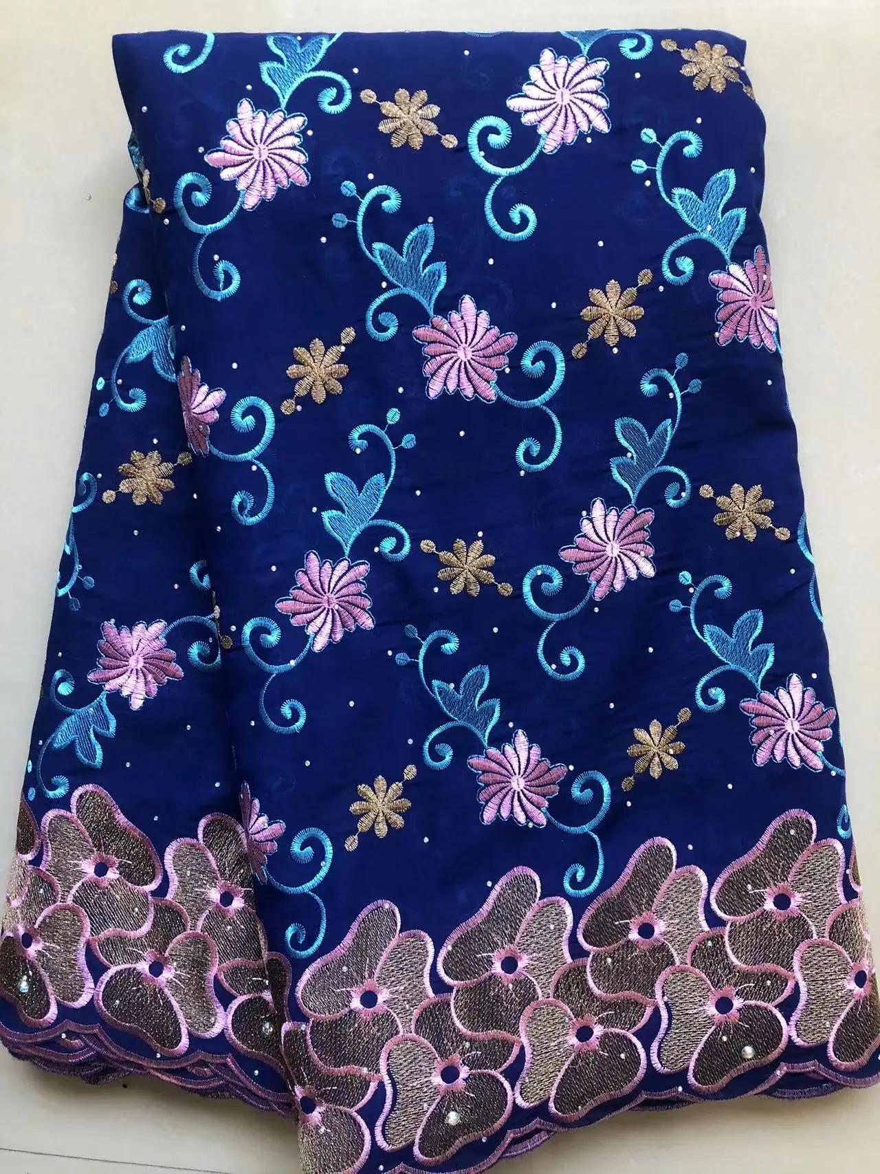 Tecido de renda suíço africano Voile, tecidos nigerianos de renda seca com pedras, casamento costurar, algodão, alta qualidade, por atacado, 2023 - Image 1