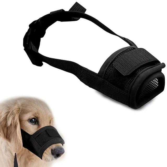 Focinho de Cão Respirável e Macio com Design Anti-Mordida e Anti-Latido, Alças Ajustáveis para Ajuste Personalizado e Segurança Pet