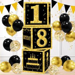 Caixa de Cartas de Aniversário para Adultos, Preto e Dourado, 18, 40, 60 anos, Decoração de Feliz Aniversário, Artigos para Festa, Artigos para Festa - Image 1