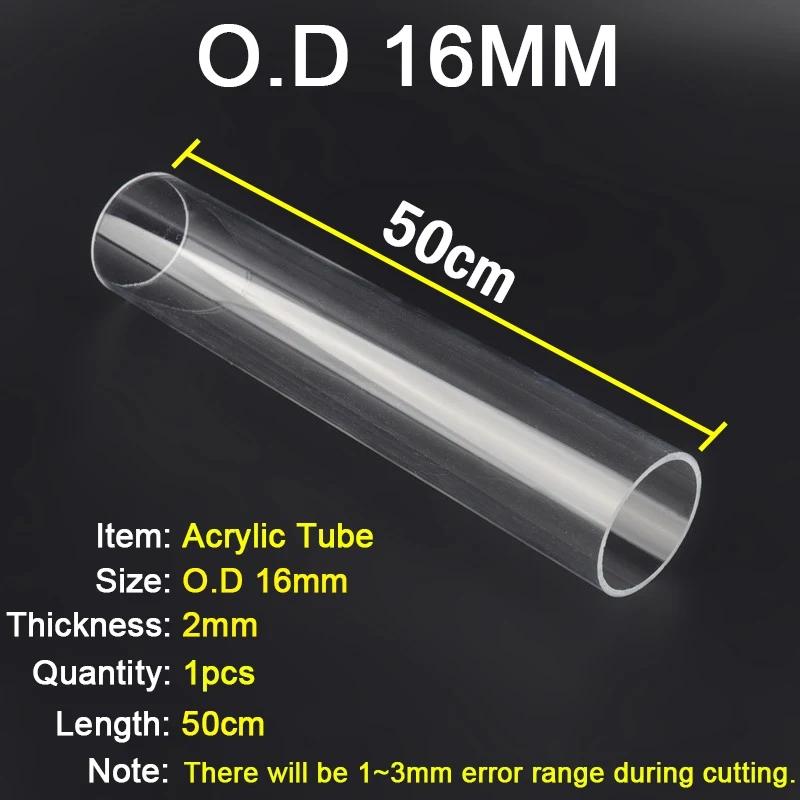 Transparente Acrílico PMMA Tubo, Tubo De Vidro Orgânico, Acessórios De Aquário, OD 16 a 110mm, 49 a 50cm de comprimento, 1Pc - Image 1