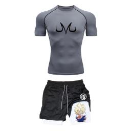 Fato de treino de compressão anime masculino, ginásio Sportswear, Fitness Running Set, Athletic Wear Camisetas, Shorts Performance Verão - Image 6