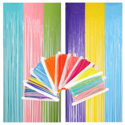 Cortina de franja colorida para menina, cenários macaron, cortina de ouropel, sereia unicórnio, decoração de casamento, casamento, 2pcs - Image 4