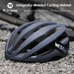 WEST BIKING-Capacete De Ciclismo Com Moldagem Integrada Para Homens E Mulheres, Tampa De Segurança, Ultraleve, MTB, Bicicleta De Estrada, Acessórios - Image 1