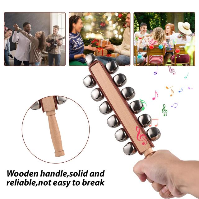 Mão Jingle Bells: Shaker de Madeira para Favorinhas de Natal e Instrumento de Percussão Musical