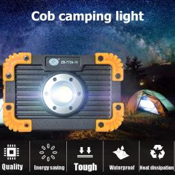 Lanterna LED multifuncional, lanterna de acampamento regulável, suporte dobrável para equipamentos ao ar livre, holofote plástico, COB - Image 2