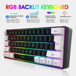 Teclado portátil com fio Gaming, RGB LED Backlit, 61 Key, 60% Gamer, sensação mecânica, Personalização - Image 4