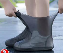 1 par de capas de sapato de silicone à prova d'água, borracha resistente a lábios, bota de chuva, acessórios para dias chuvosos ao ar livre - Image 1