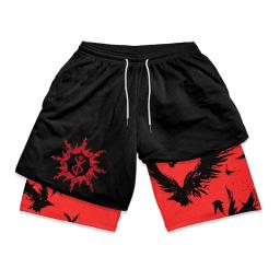 Calções de corrida masculinos esportivos de treino 2 em 1, estampa 3D, treinamento de ginástica, verão, novo desempenho, 2024 - Image 6