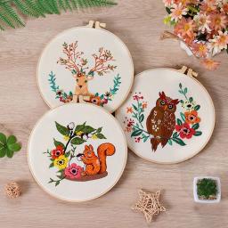 Kits de entrada para bordados para adultos e crianças, padrões fáceis artesanais, animais, plantas, flores, esquilo, iniciantes, bricolage - Image 5