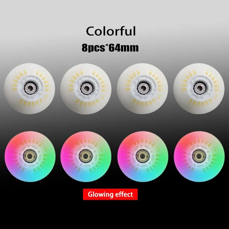 8 rodas luminescentes flash patins inline 90a led rodas flash patins 68mm 72mm 76mm 80mmmulti-especificação multi-cor - Image 1