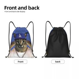 Big Floppa Rapper Meme Drawstring Mochila, Sports Gym Bag para mulheres e homens, Funny Caracal Cat Shopping Sackpack - Image 2