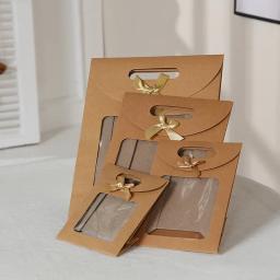 Sacos de presente com janela clara, saco de papel Kraft com alça, doces, biscoitos, bolo, caixa de embalagem, Eid Mubarak, preto, branco, 12pcs - Image 3